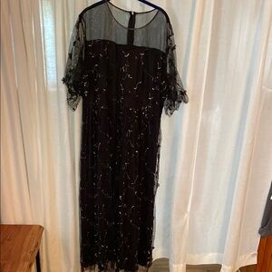 Black Embellished Ruffled Maxi Dress